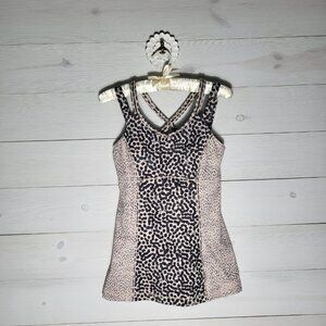 Lululemon Athletica Happy Strappy Leopard Print Tank Top.